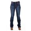 WEST HOLLYWOOD ULTRA HIGH RISE Boot Cut Jeans, 35 inch Leg. NEON PINK STITCH by Hitchley and Harrow SR2232