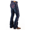 WEST HOLLYWOOD ULTRA HIGH RISE Boot Cut Jeans, 35 inch Leg. NEON PINK STITCH by Hitchley and Harrow SR2232