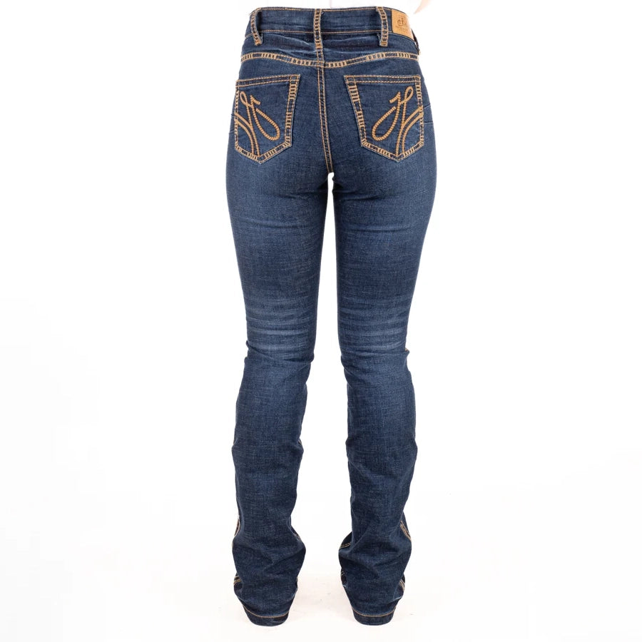 H&H CORE ULTRA HIGH RISE Boot Cut Jeans, 35 inch Leg. TAN STITCH by Hitchley and Harrow SR2242