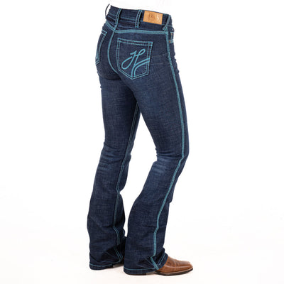 H&H CORE ULTRA HIGH RISE Boot Cut Jeans, 35 inch Leg. TURQUOISE STITCH by Hitchley and Harrow SR2243