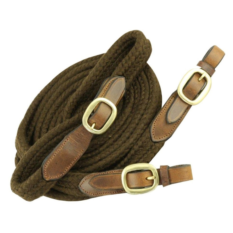 Cotton Reins with Brass Fittings - Red Centre