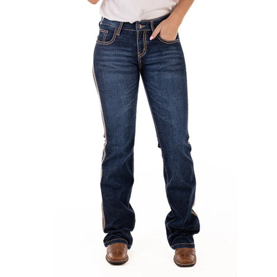 RICHMOND COMFORT CUT HIGH RISE Jeans, 35 inch Leg. BEIGE STITCH by Hitchley and Harrow SR2221
