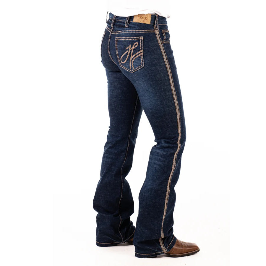 RICHMOND COMFORT CUT HIGH RISE Jeans, 35 inch Leg. BEIGE STITCH by Hitchley and Harrow SR2221
