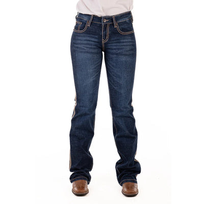 RICHMOND COMFORT CUT HIGH RISE Jeans, 35 inch Leg. BEIGE STITCH by Hitchley and Harrow SR2221