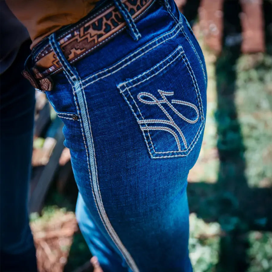 RICHMOND COMFORT CUT HIGH RISE Jeans, 35 inch Leg. BEIGE STITCH by Hitchley and Harrow SR2221