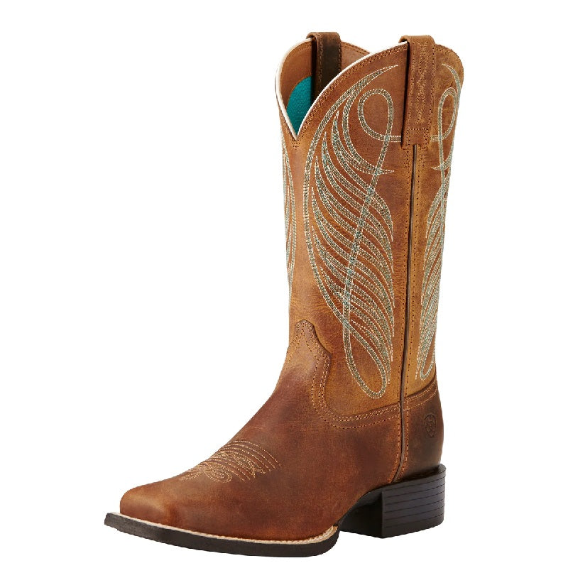 Ariat Womens Round Up Wide Square Toe - Powder Brown