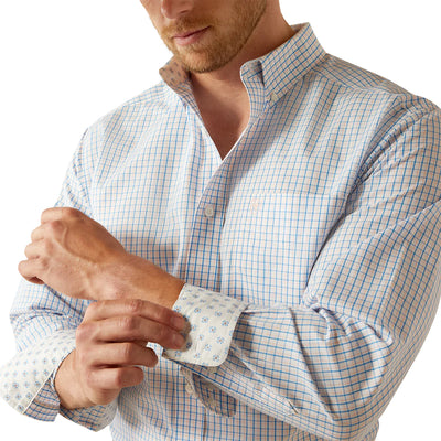 ARIAT MENS WRINKLE FREE ALAN CLASSIC FIT LONG SLEEVE SHIRT - BLUE