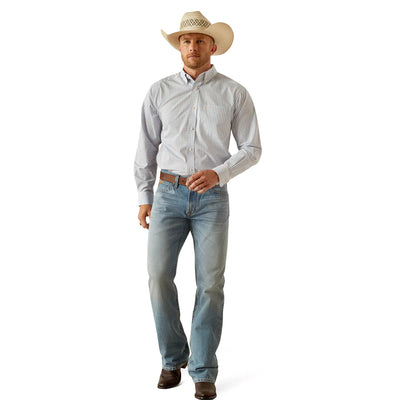 ARIAT MENS WRINKLE FREE ALAN CLASSIC FIT LONG SLEEVE SHIRT - BLUE