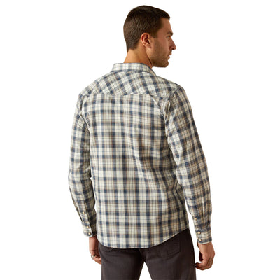 ARIAT MENS HAMPTON RETRO FIT LONG SLEEVE SHIRT - NAVY
