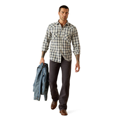 ARIAT MENS HAMPTON RETRO FIT LONG SLEEVE SHIRT - NAVY
