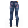 SALEM MID RISE Boot Cut Jeans, 35 inch Leg. PINK STITCH by Hitchley and Harrow SR2191