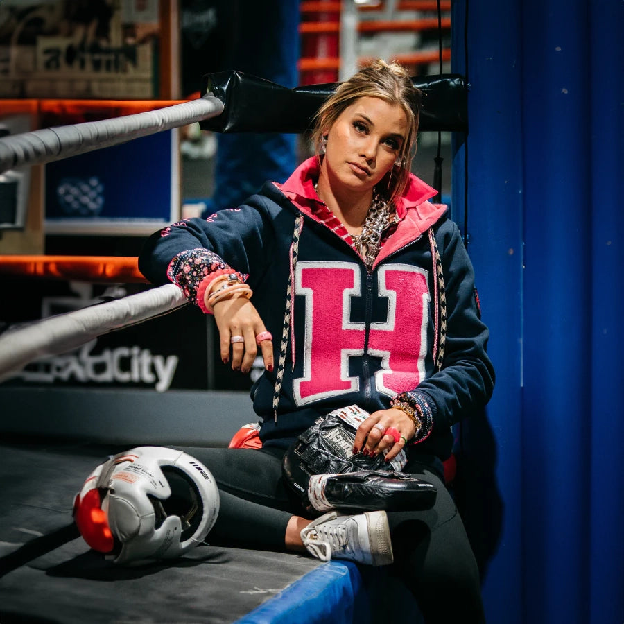 NAVY LOGO FULL ZIP HOODIE by HITCHLEY & HARROW - HD16