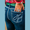 BENTON ULTRA HIGH RISE Boot Cut Jeans, 35 inch Leg. WHITE STITCH by Hitchley and Harrow SR2236