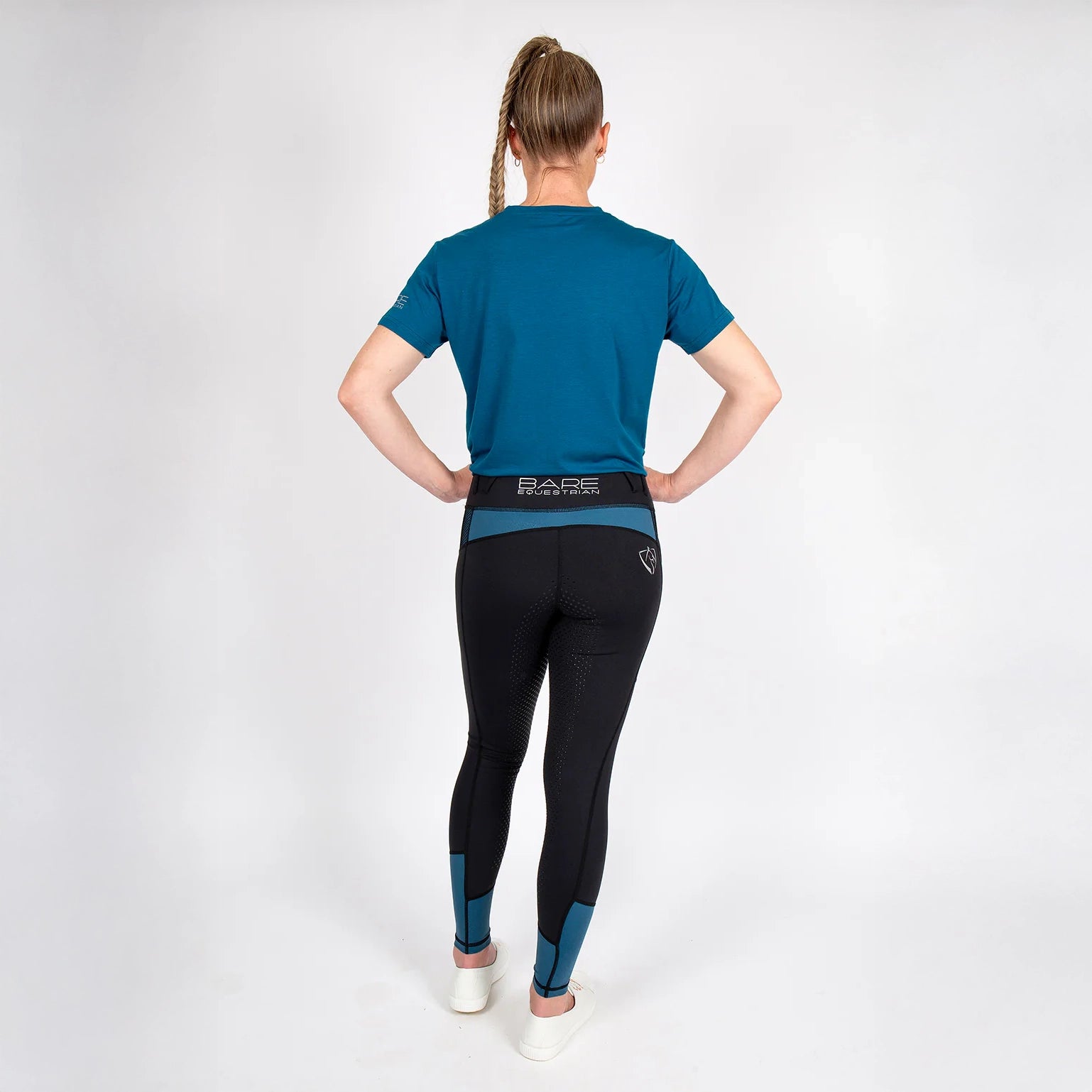 BARE YOUTH Performance Riding Tights with FULL SEAT silicone grip - TEAL GLAMOUR