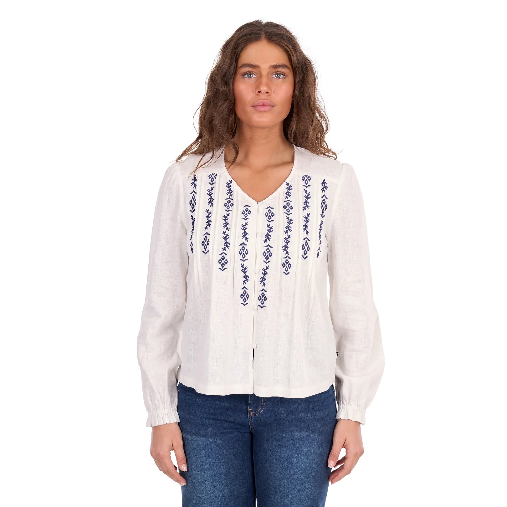Wrangler Womens AVA Long Sleeve Blouse - White