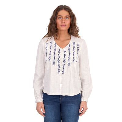 Wrangler Womens AVA Long Sleeve Blouse - White