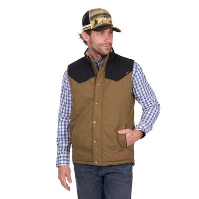 WRANGLER MENS RUBEN VEST - TAN/BLACK