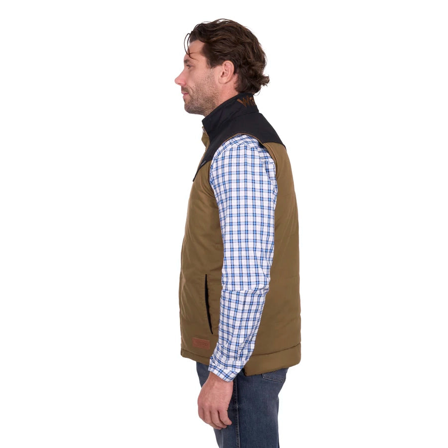 WRANGLER MENS RUBEN VEST - TAN/BLACK