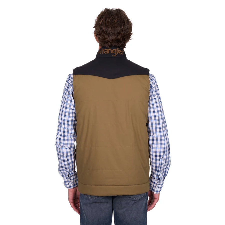 WRANGLER MENS RUBEN VEST - TAN/BLACK