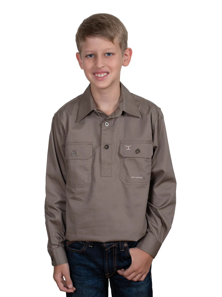 JCA Boys Lachlan Work Shirt 1/2 Button