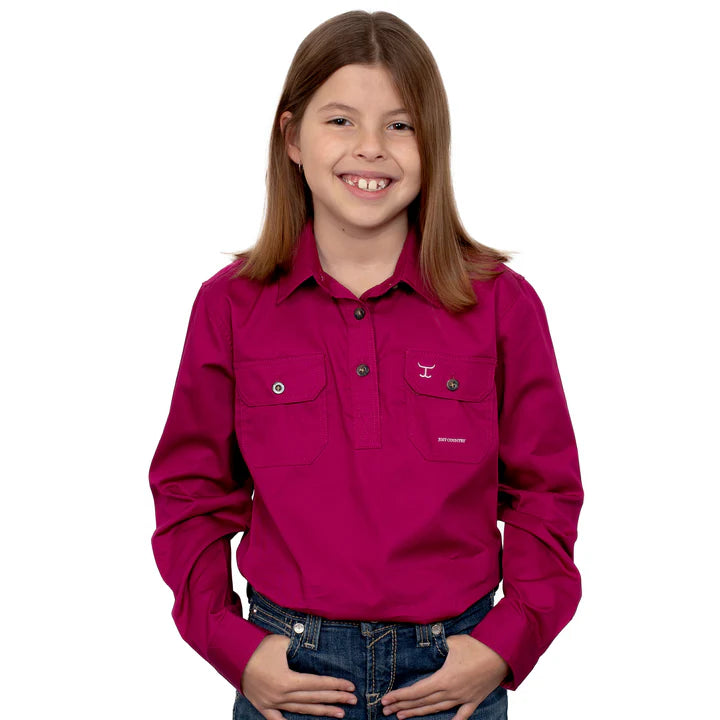JCA Girls Kenzie Work Shirt 1/2 Button