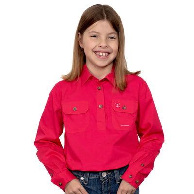 JCA Girls Kenzie Work Shirt 1/2 Button