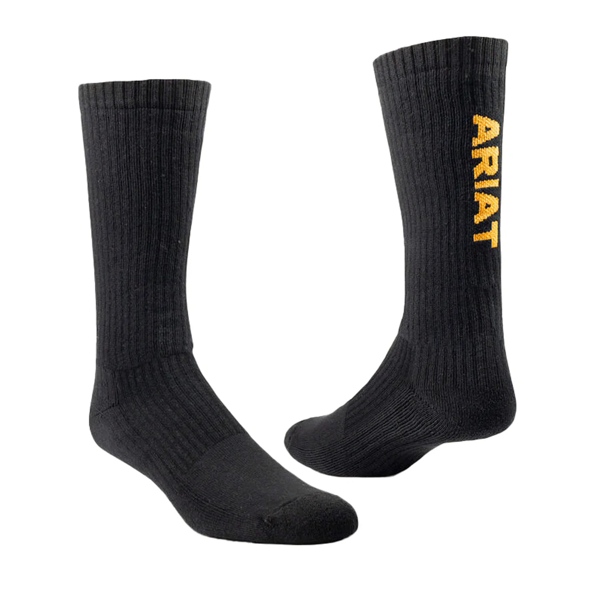 ARIAT MENS PREMIUM COTTON MID CALF SOCKS BLACK - PK3 PAIR