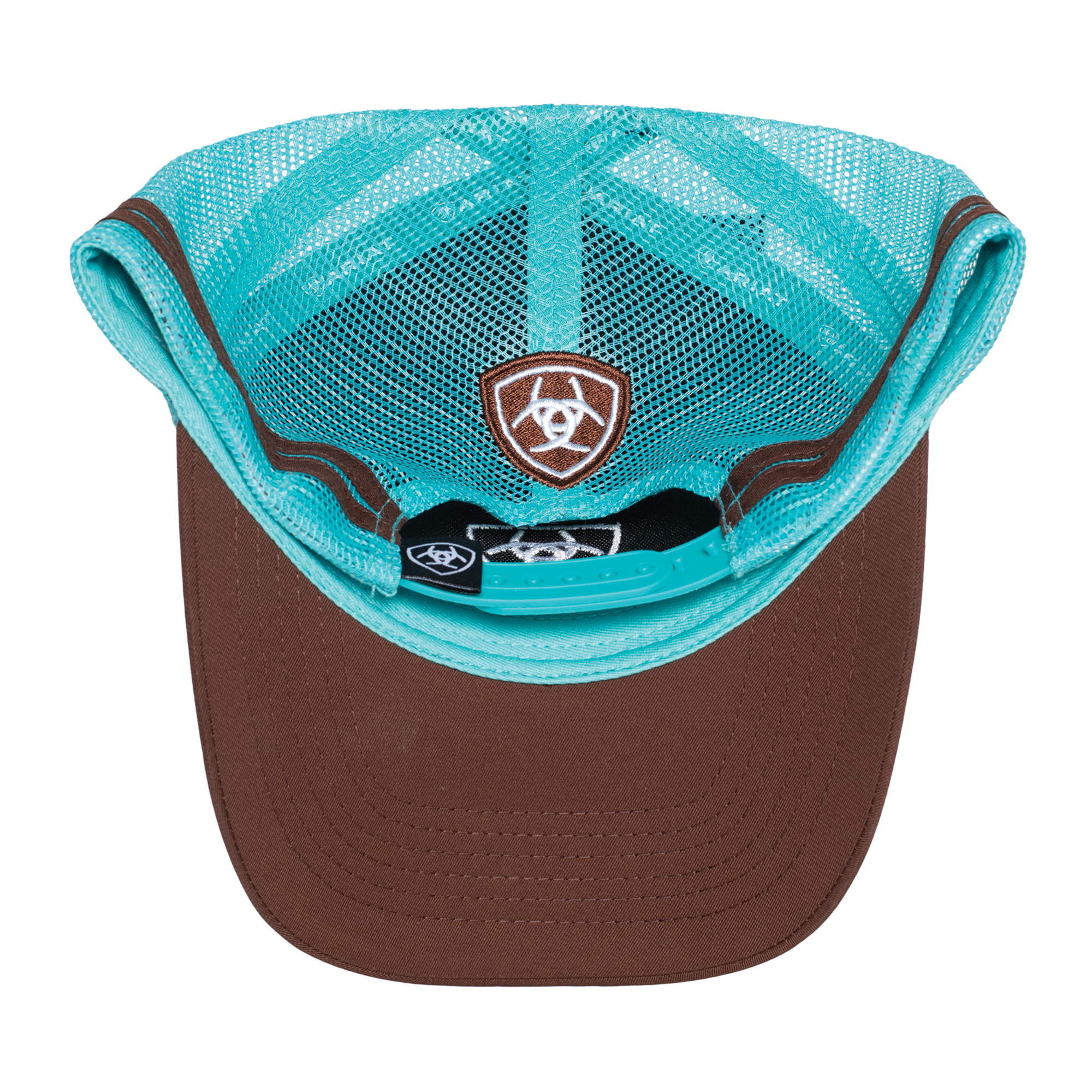 Ariat STACKED LOGO Trucker Cap - BROWN/TUQUOISE