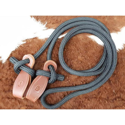 Nungar Knots Reins 12mm Continuous with Slobber Straps, 3m - BLACK