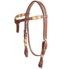 Cashel Rawhide Headstall - Skirting Leather with TIE FRONT - Rawhide Trim