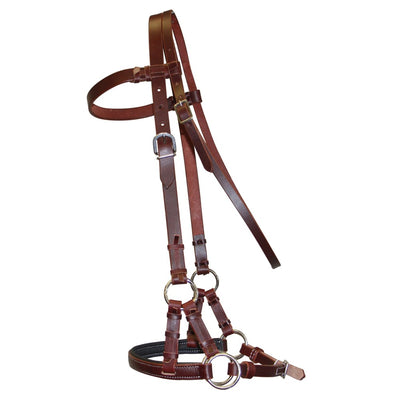 Fort Worth Padded Leather Nose Side Pull Headstall - Latigo Leather