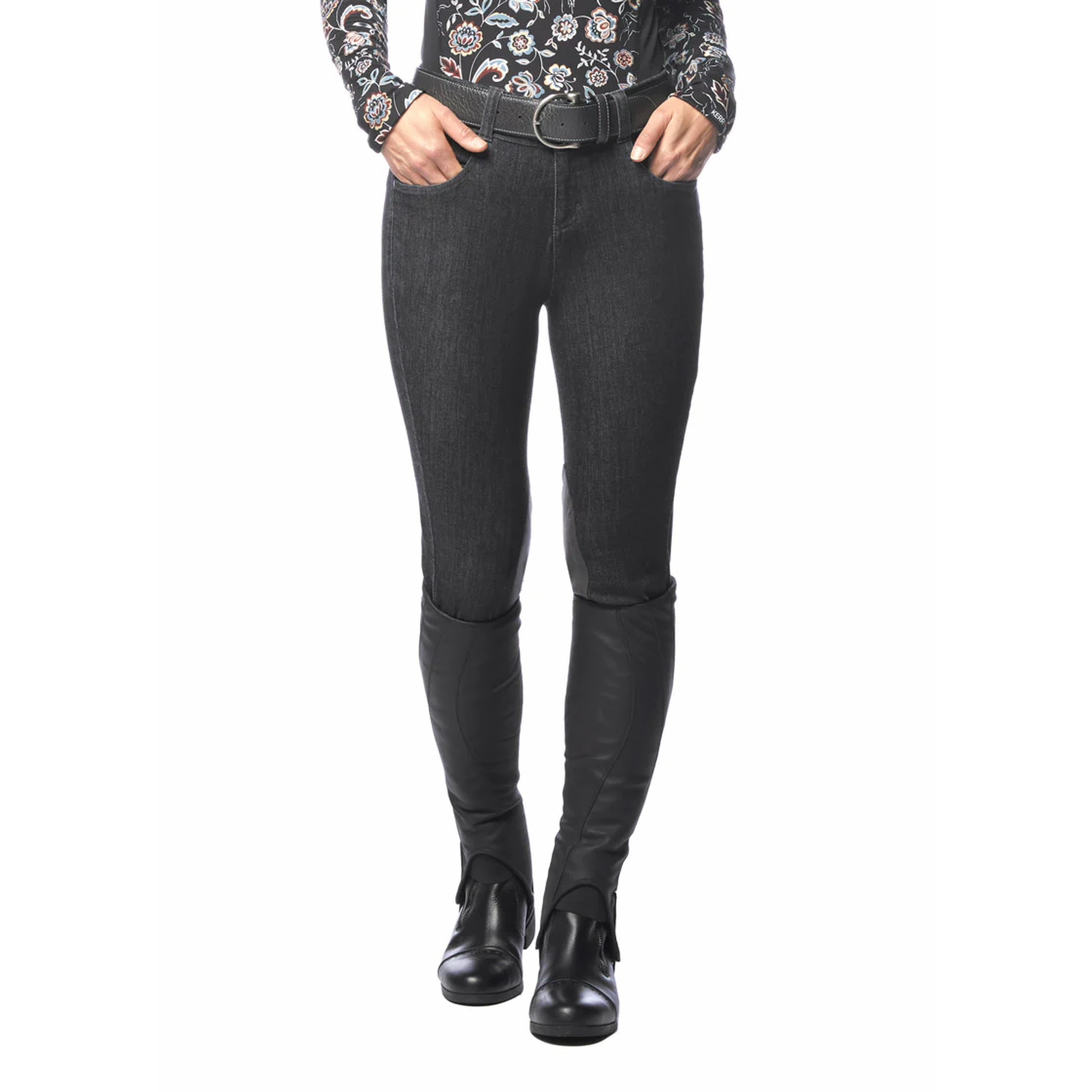 Kerrits Stretch Denim Knee Patch Breech - CHARCOAL