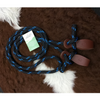 Nungar Knots Reins 12mm Continuous with Slobber Straps, 3m - BLACK BLUE