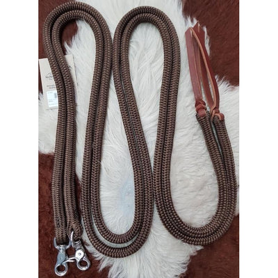 Nungar Knots Split Reins 12mm Rope 2M with Stainless Steel Clips - BROWN