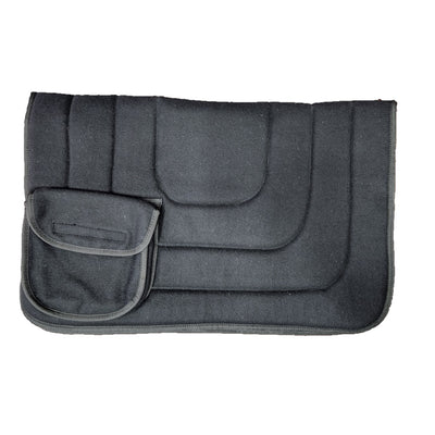 Kersey Wool Saddle Cloth Rectangular with Pockets - BLACK