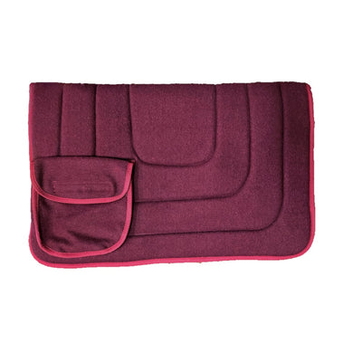 Kersey Wool Saddle Cloth Rectangular with Pockets - BURGUNDY