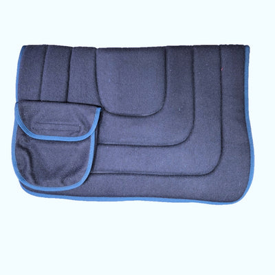 Kersey Wool Saddle Cloth Rectangular with Pockets - NAVY