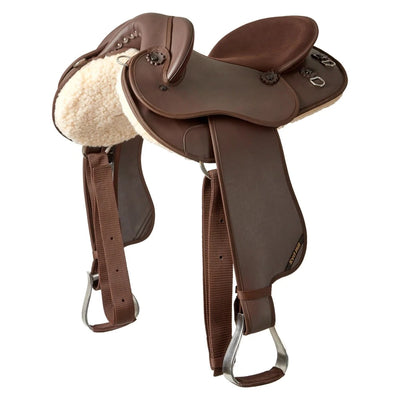 Syd Hill Synthetic Half Breed Saddle - BROWN, Non-Adjustable Gullet