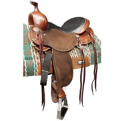 Cashel Trail Saddle With Horn - Rough Out, Std Gullet, Turned Fenders, Custom Conchos
