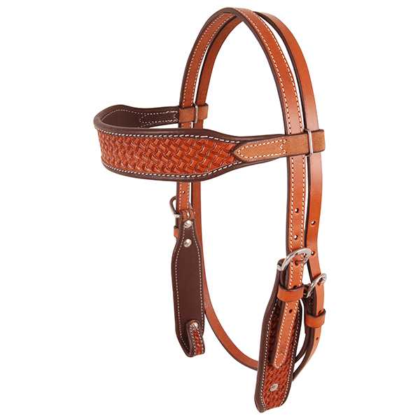 Cashel Headstall - Basketweave in Chestnut