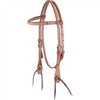 Martin Saddlery Brow Band Headstall - Roughout Natural leather with S/S buckles and bit ties