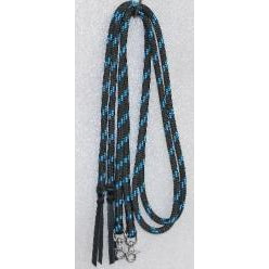 Nungar Knots Split Reins 12mm Rope 2M with Stainless Steel Clips - Black/Blue